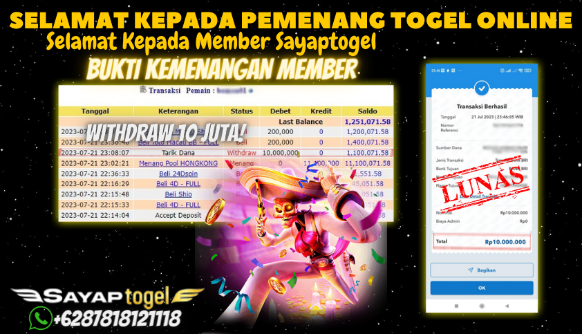 Bukti JP Togel Online Sayaptogel - Togel Hongkong