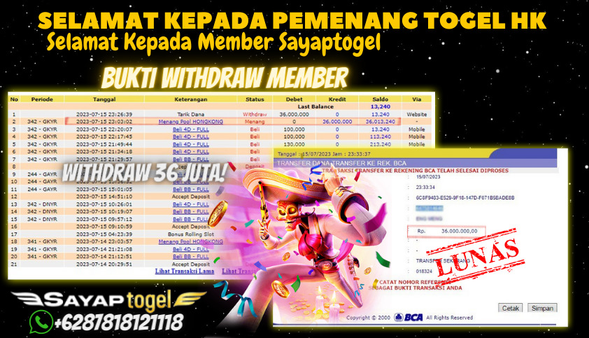 Bukti JP Togel Online Sayaptogel - Togel Hongkong