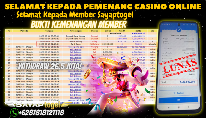 Bukti JP Live Casino Sayaptogel - 24D Spin